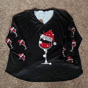 NWT Zolucky Red Wine Christmas Holiday Long Sleeve Shirt